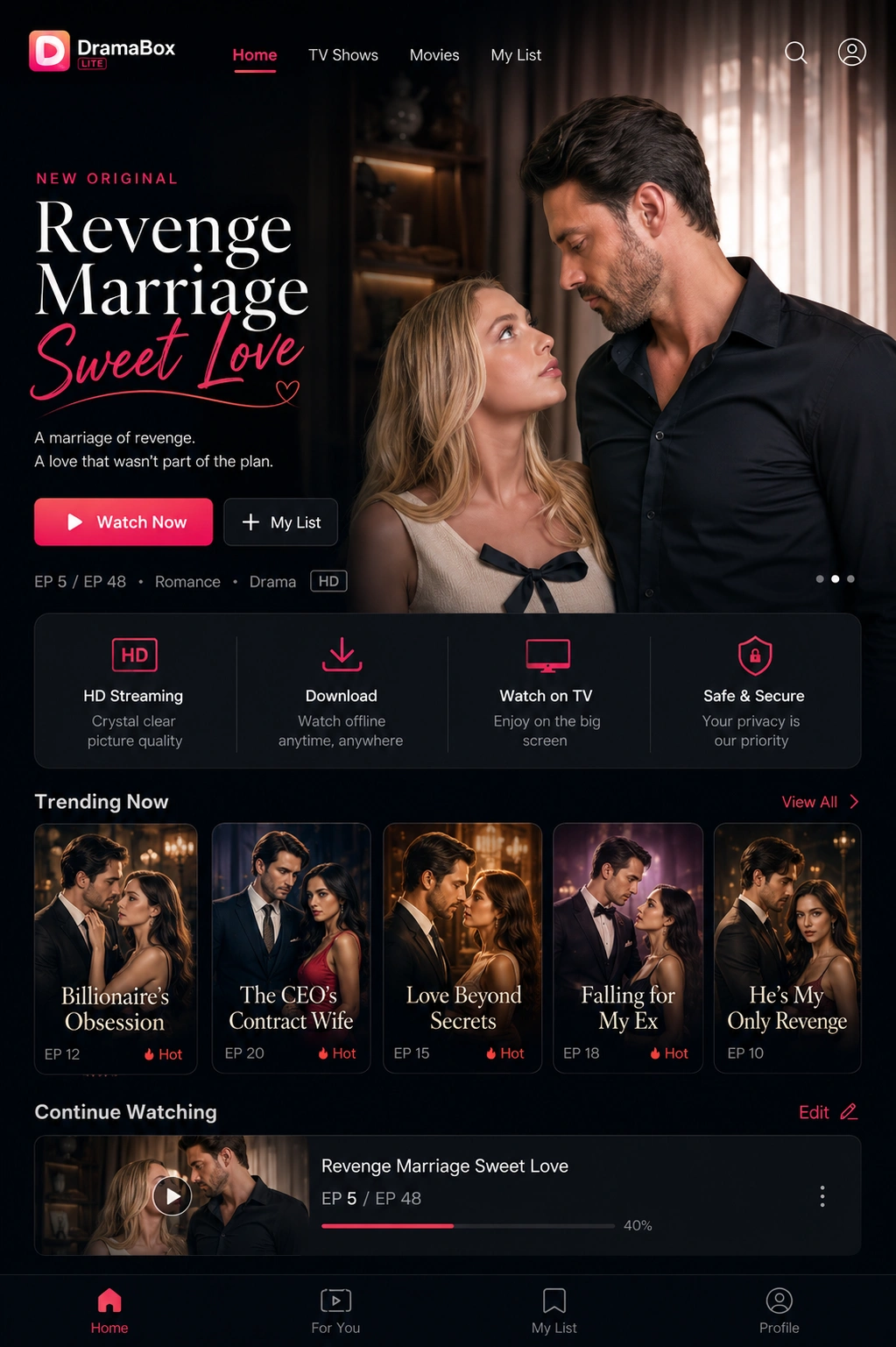 DramaBox MOD APK application interface screenshot